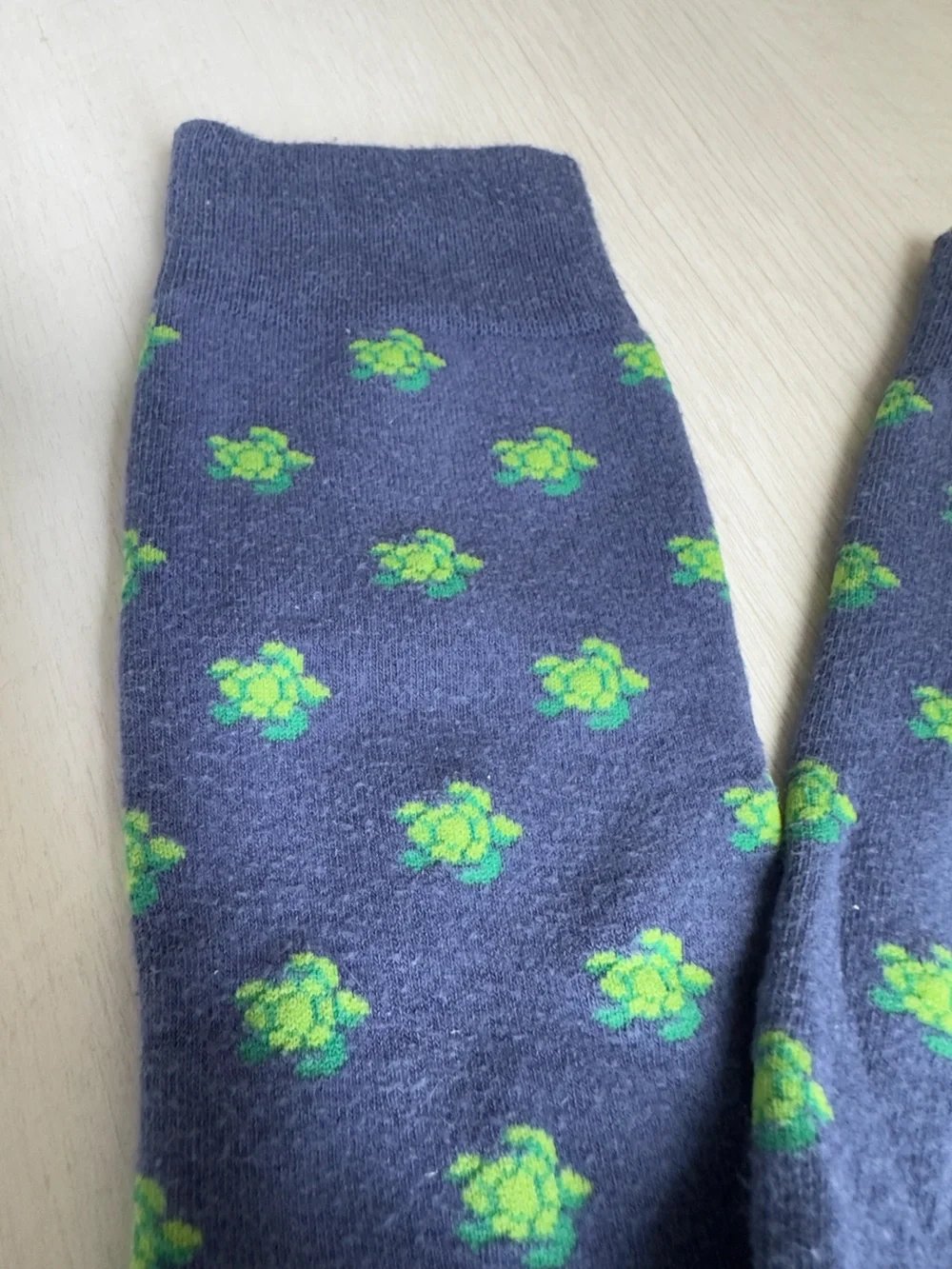 J. Crew Navy Blue Socks with Green  turtles like New